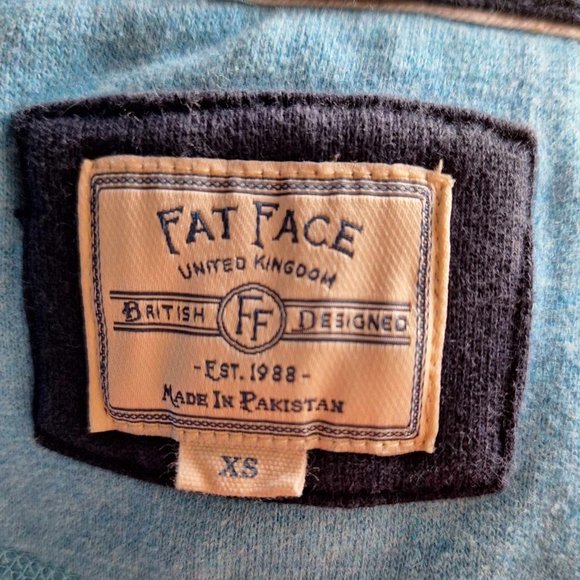 Fat Face Sky Blue Hooded Sweatshirt Full Zipper Closure Size XS - Picture 10 of 10